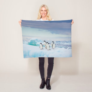 Ice & Snow   Adelie Penguins Antarctica Fleece Blanket