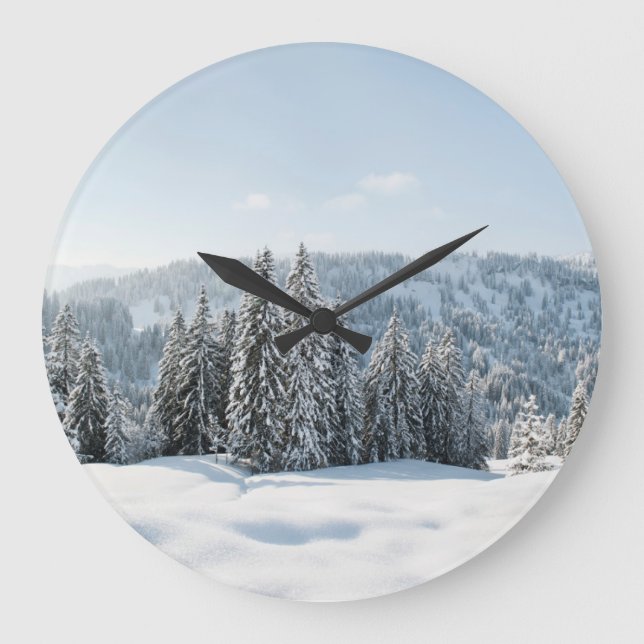 Ice & Snow | Allgäu Bavaria Germany Large Clock (Front)