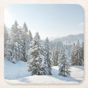 Ice & Snow Allgäu Bavaria Southern Germany Square Paper Coaster