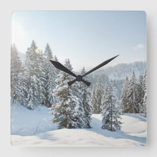 Ice & Snow Allgäu Bavaria Southern Germany Square Wall Clock