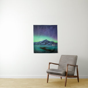 Ice & Snow Aurora Borealis Milky Way Iceland Tapestry