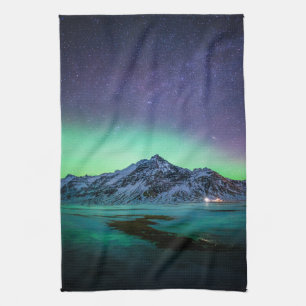 Ice & Snow Aurora Borealis Milky Way Iceland Tea Towel