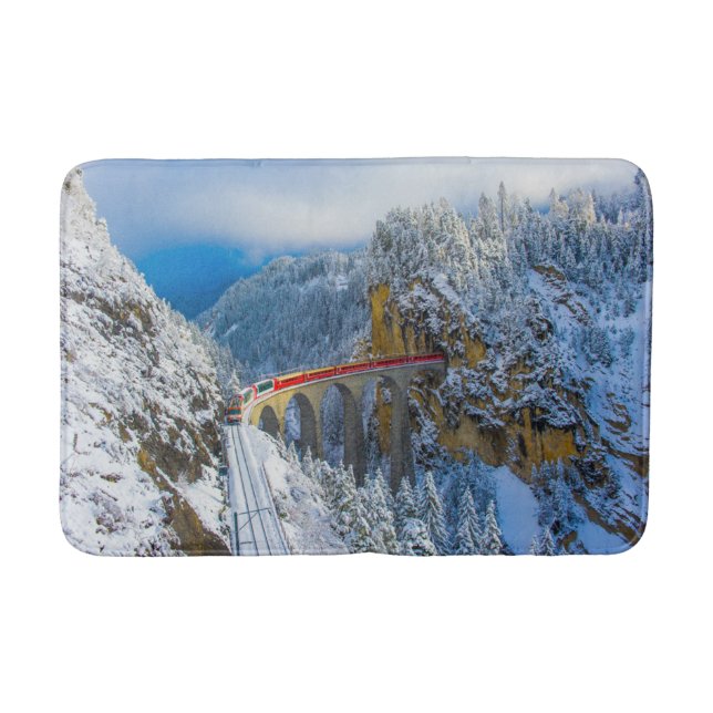 Ice & Snow | Bernina Express, Switzerland Bath Mat (Front)