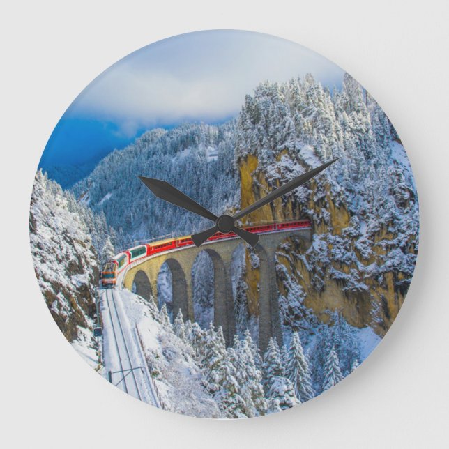 Ice & Snow | Bernina Express, Switzerland Large Clock (Front)