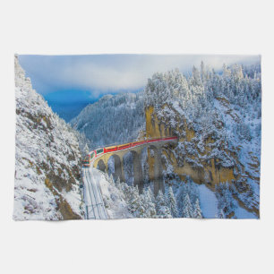 Ice & Snow Bernina Express, Switzerland Tea Towel