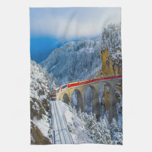 Ice & Snow Bernina Express, Switzerland Tea Towel