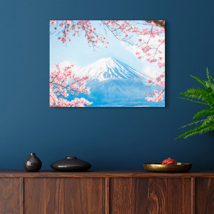 Ice & Snow Cherry Blossoms Mt. Fuji Japan Canvas Print