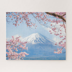Ice & Snow Cherry Blossoms Mt. Fuji Japan Jigsaw Puzzle