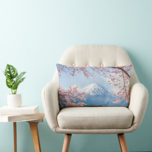 Ice & Snow   Cherry Blossoms Mt. Fuji Japan Lumbar Cushion