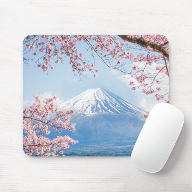 Ice & Snow | Cherry Blossoms Mt. Fuji Japan Mouse Pad (With Mouse)
