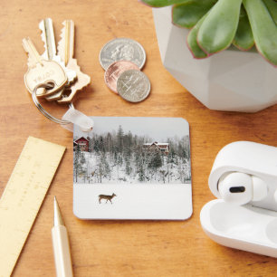 Ice & Snow   Deer in Snow Quebec, Canada Key Ring