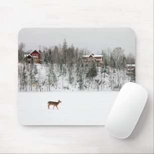 Ice & Snow Deer in Snow Quebec, Canada Mouse Pad