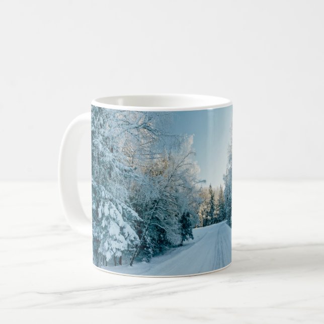 Ice & Snow | Frozen Winter Road Russia, Siberia Coffee Mug (Front Left)