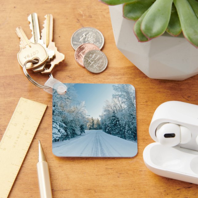 Ice & Snow | Frozen Winter Road Russia, Siberia Key Ring (Desk)