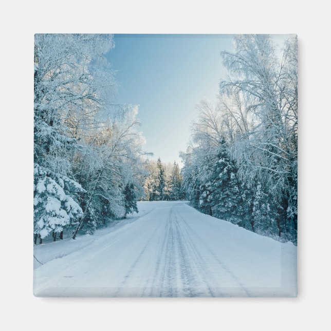 Ice & Snow | Frozen Winter Road Russia, Siberia Magnet (Front)
