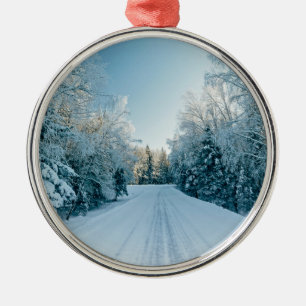 Ice & Snow Frozen Winter Road Russia, Siberia Metal Ornament
