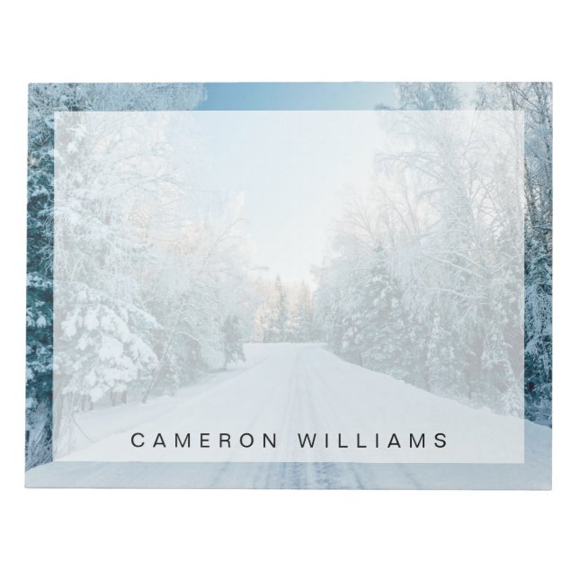 Ice & Snow | Frozen Winter Road Russia, Siberia Notepad (Front)