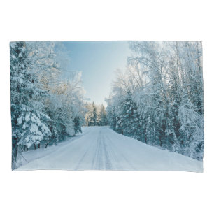 Ice & Snow   Frozen Winter Road Russia, Siberia Pillowcase