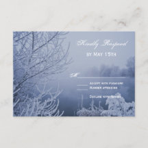 Ice Snow Lake Scene Winter Wedding RSVP Cards