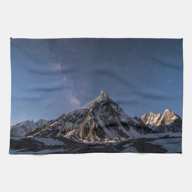 Ice & Snow |  Milky Way Baltoro Glacier, Pakistan Tea Towel (Horizontal)