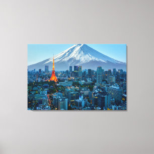 Ice & Snow Mt. Fuji & Tokyo Skyline Canvas Print