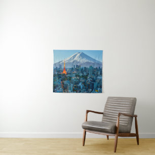 Ice & Snow Mt. Fuji & Tokyo Skyline Tapestry