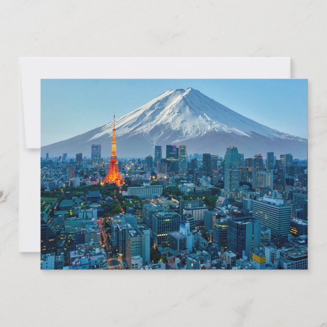 Ice & Snow | Mt. Fuji & Tokyo Skyline Thank You Card (Front)