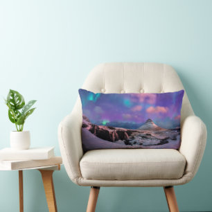 Ice & Snow Northern Lights, Kirkjufell Mountain Lumbar Cushion
