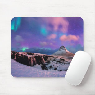 Ice & Snow   Northern Lights,  Kirkjufell Mountain Mouse Pad