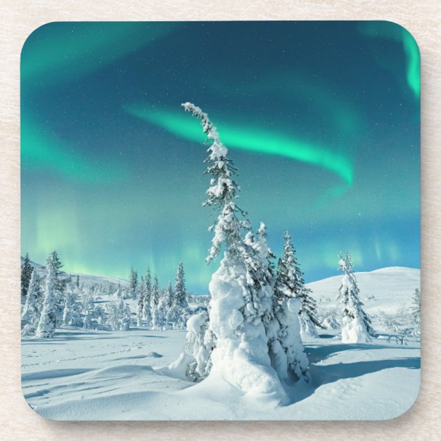 Ice & Snow | Northern Lights, Lapland, Finland Coaster (Front)