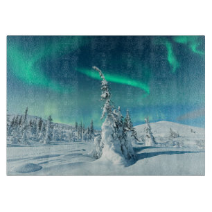 Ice & Snow Northern Lights, Lapland, Finland Cutting Board