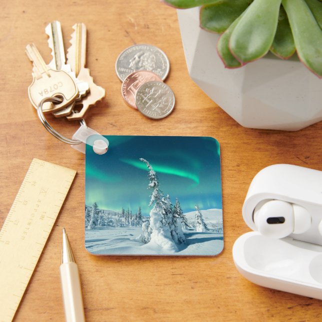 Ice & Snow | Northern Lights, Lapland, Finland Key Ring (Desk)