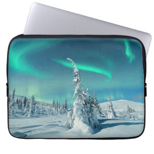 Ice & Snow Northern Lights, Lapland, Finland Laptop Sleeve