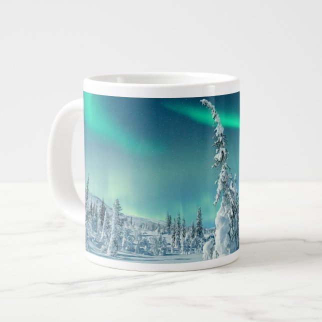 Ice & Snow | Northern Lights, Lapland, Finland Large Coffee Mug (Front Left)