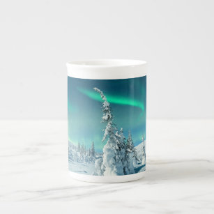 Ice & Snow   Northern Lights, Lapland, Finland Bone China Mug