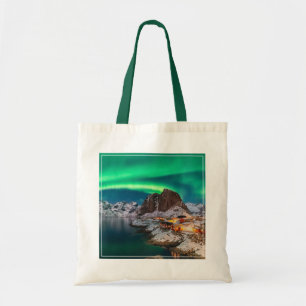 Ice & Snow Northern Lights, Norway Tote Bag