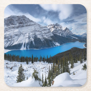 Ice & Snow Peyto Lake, Canadian Rockies Square Paper Coaster