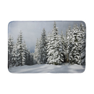 Ice & Snow Pine Woodland, Austria Bath Mat