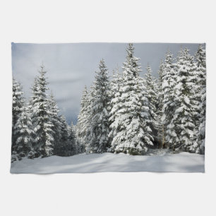 Ice & Snow Pine Woodland, Austria Tea Towel