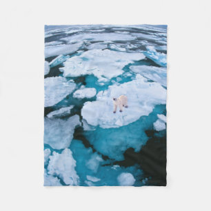 Ice & Snow Polar Bear, Arctic Ocean, Svalbard Fleece Blanket