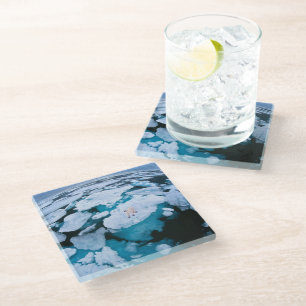 Ice & Snow Polar Bear, Arctic Ocean, Svalbard Glass Coaster