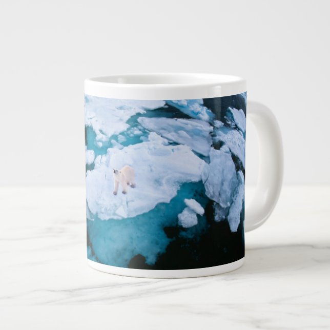 Ice & Snow | Polar Bear, Arctic Ocean, Svalbard Large Coffee Mug (Front Right)