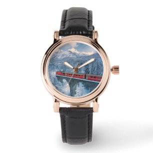 Ice & Snow Red Bernina Express Train Switzerland Watch
