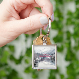Ice & Snow Red Bridge in Winter, Japan Key Ring