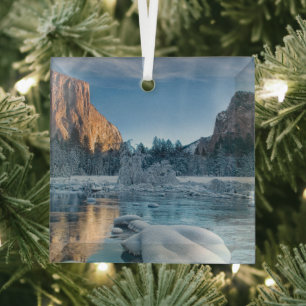 Ice & Snow   Rime Ice in Yosemite Valley Glass Tree Decoration