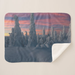 Ice & Snow   Snow Covered Trees, Lapland, Finland Sherpa Blanket