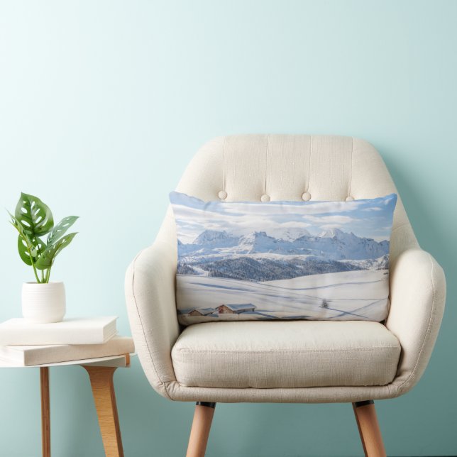Ice & Snow | Snowscape European Alps, Italy Lumbar Cushion (Chair)