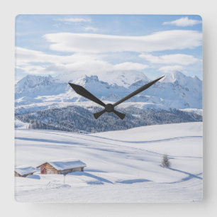 Ice & Snow Snowscape European Alps, Italy Square Wall Clock