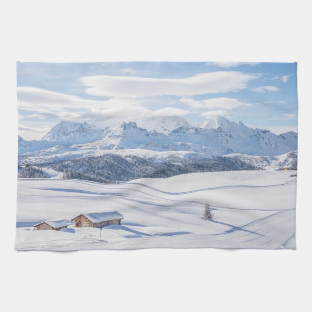 Ice & Snow | Snowscape European Alps, Italy Tea Towel (Horizontal)