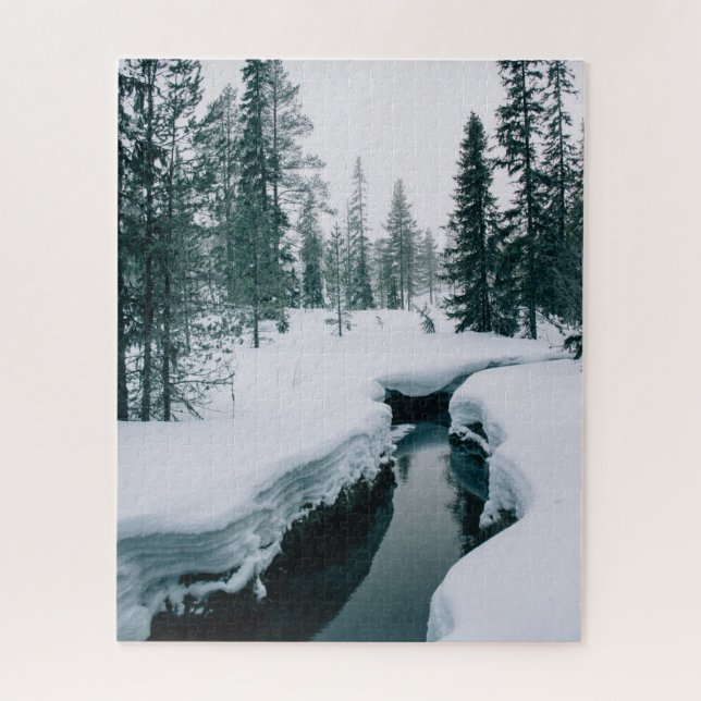Ice & Snow | Stream in a Snowy Winter Landscape Jigsaw Puzzle (Vertical)